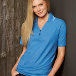 UltraClub Ladies' Short-Sleeve Whisper Piqué Polo with Tipped Collar