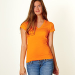 Ladies' Junior Fit V-Neck Fine Jersey Tee