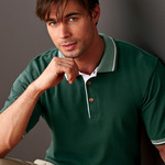 UltraClub Adult Color-Body Classic Piqué Polo with Contrast Multi-Stripe Trim