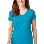 Ladies 100% Combed Ring Spun Cotton V Neck T Shirt