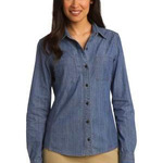 Ladies Patch Pockets Denim Shirt