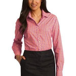 Ladies Long Sleeve Gingham Easy Care Shirt