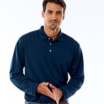 UltraClub® Adult Cool & Dry Long-Sleeve Stain-Release Performance Polo