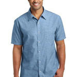 Mens Short Sleeve Washed Woven Shirt