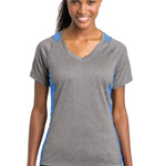 Ladies Heather Colorblock Contender V Neck Tee