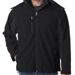 UltraClub Adult Color Block 3-in-1 Systems Hooded Soft Shell Jacket