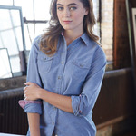 Women's Vintage Chambray Long Sleeve Shirt