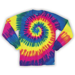 Dyenomite Adult Neon Spiral Rainbow Pigment-Dyed Long-Sleeved Tee