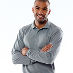 UltraClub&reg; Adult Cool & Dry Long-Sleeve Mesh Piqué Polo