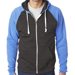 J.America Adult Tri-Blend Color Block Full-Zip Hooded Fleece