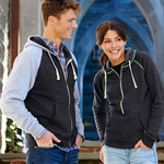 J.America Ladies' 1/2-Zip Tri-Blend Hooded Fleece