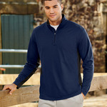 UltraClub Adult 2-Tone Keyhole Mesh 1/4-Zip Pullover