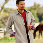 Men's Canvas Shirt Jacket with Flannel Lining