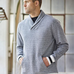 Men's Peppered Fleece Shawl Collar Sweatshirt