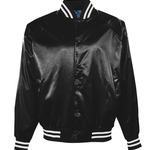 Unisex Satin Baseball Jacket Striped Trim